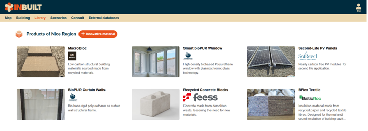 Visualisation of all innovative products registered in Demo1 in the platform